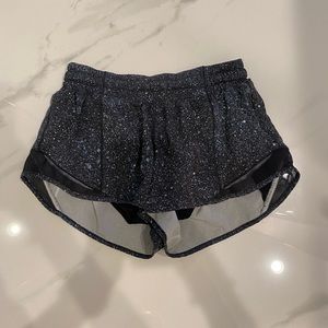 lululemon Galaxy Black/ White Hotty Hot Athletic Shorts